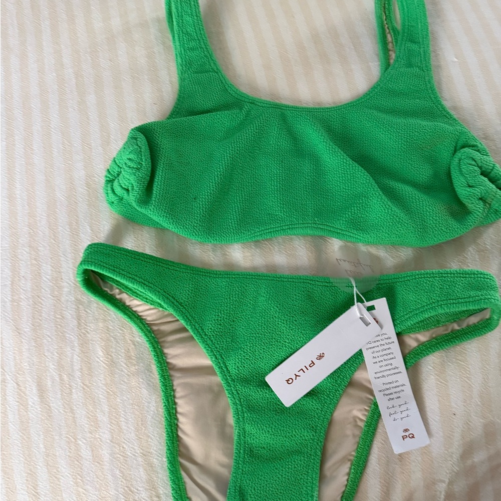 PQ Green Textured Bikini Set Kiwi Reef